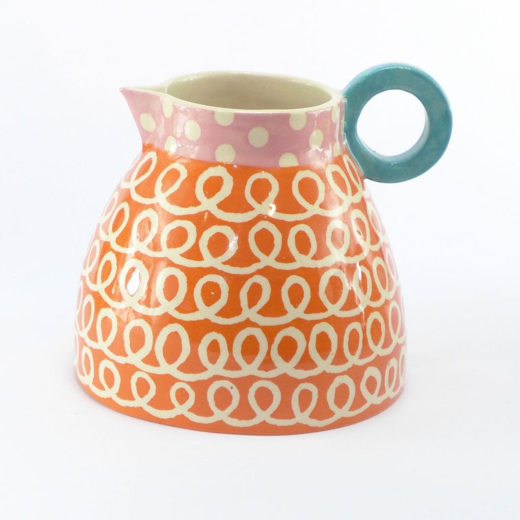 Orange squiggle fat jug