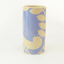 Load image into Gallery viewer, Pale blue ava bird small cylinder vase