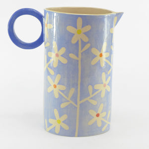 Pale blue large oval daisy jug