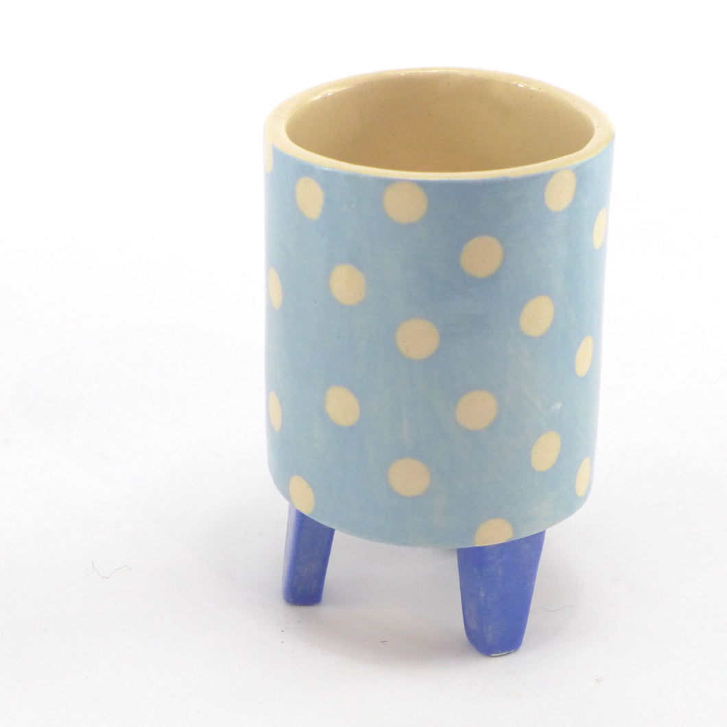 Pale blue spotty baby planter
