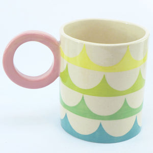 Blue green waves large mug