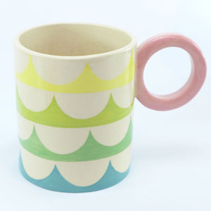 Blue green waves large mug