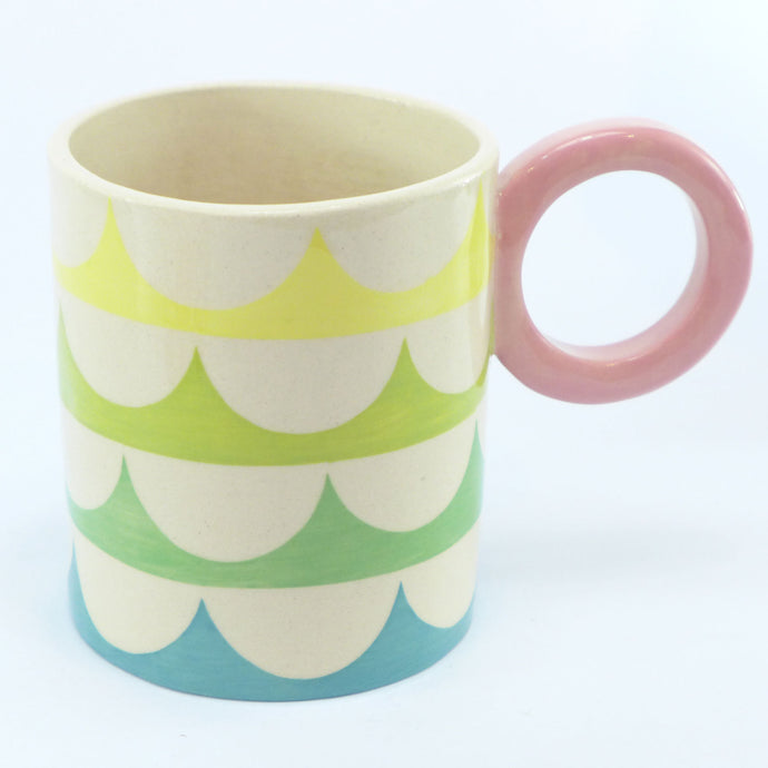 Blue green waves large mug