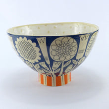 Load image into Gallery viewer, Teal garden footed bowl