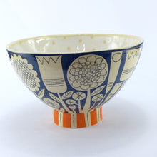 Load image into Gallery viewer, Teal garden footed bowl