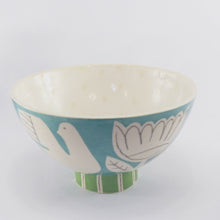 Load image into Gallery viewer, Turquoise garden footed bowl