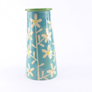 Turquoise daisy cone vase