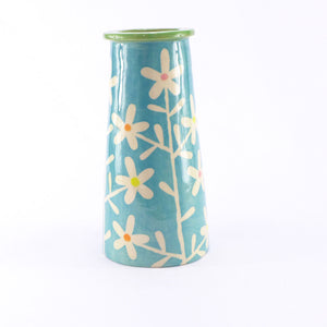 Turquoise daisy cone vase
