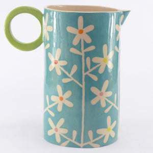 Turquoise large oval daisy jug