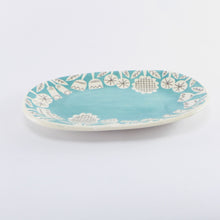 Load image into Gallery viewer, turquoise scrapbook small oval plate