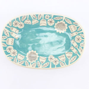 turquoise scrapbook small oval plate