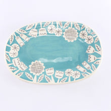 Load image into Gallery viewer, turquoise scrapbook small oval plate
