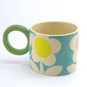 Turquoise flower mug