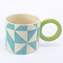 Load image into Gallery viewer, Turquoise geometric mug