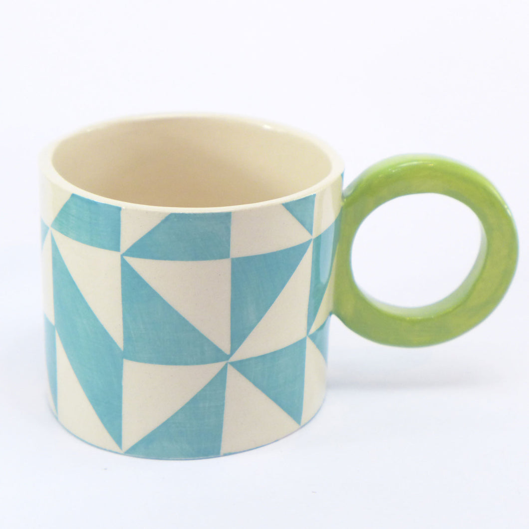 Turquoise geometric mug