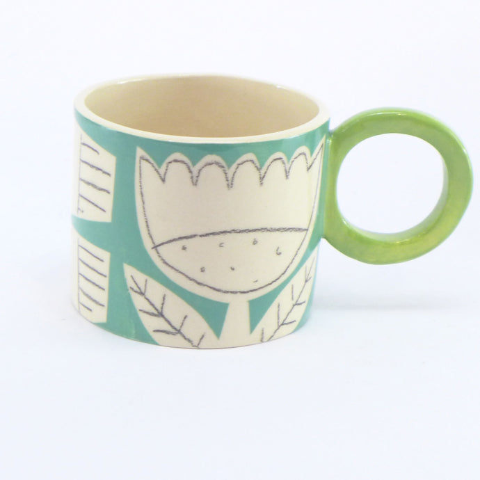 Turquoise patchwork garden mug