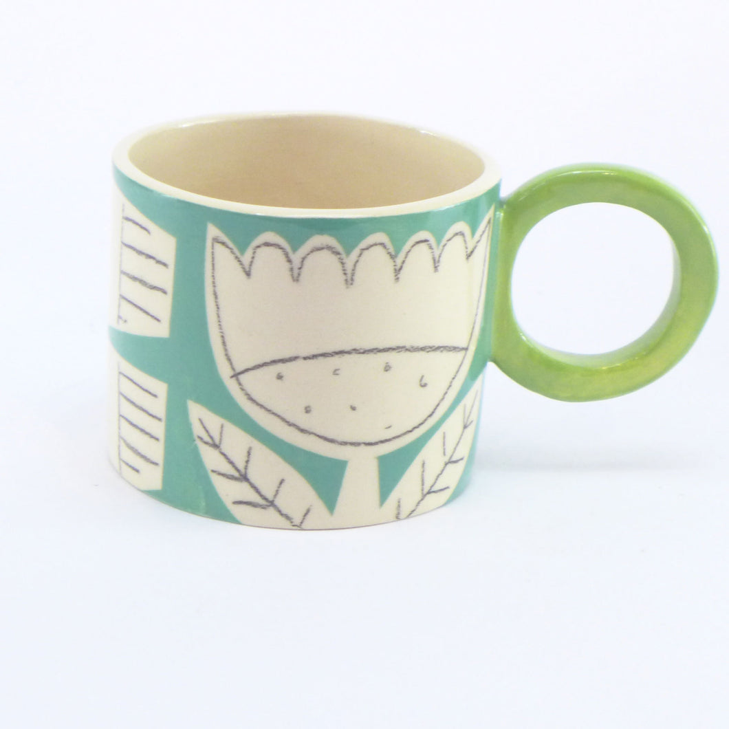 Turquoise patchwork garden mug