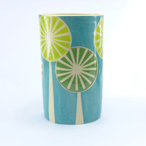 Turquoise retro tree oval vase