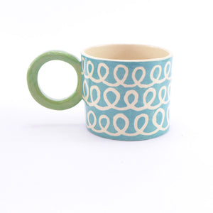 Turquoise squiggle mug