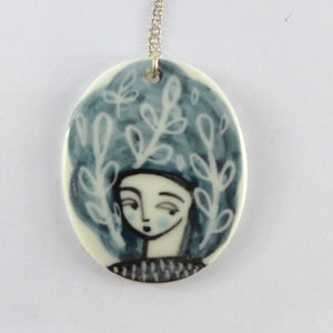 Lady with blue hair pendant