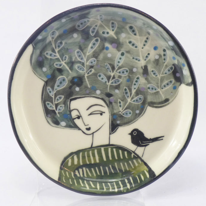 Lady with a bird small dish