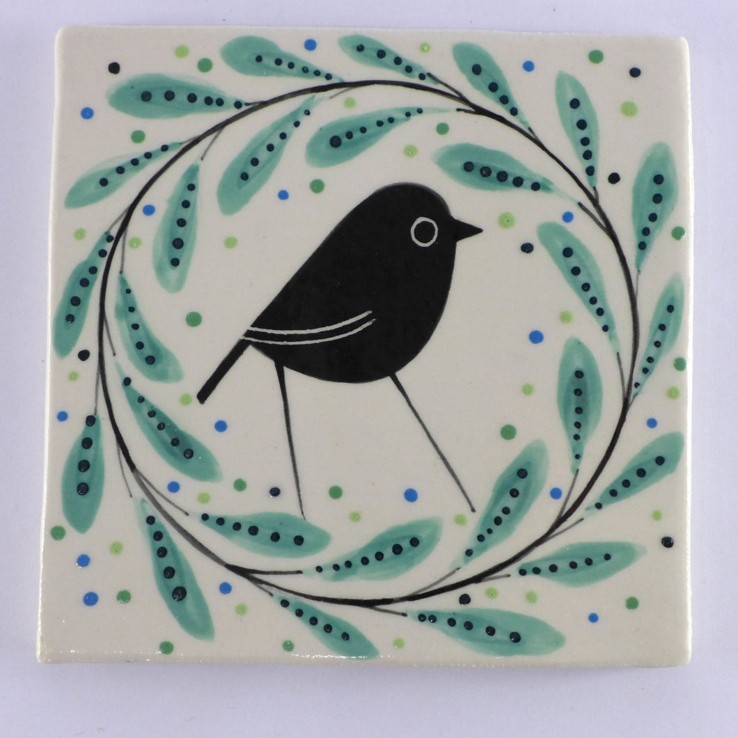 Bird with leaves tile