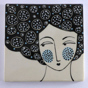 Lady with dark hair tile