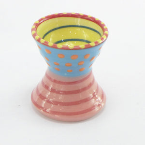 Egg cup blue orange spot