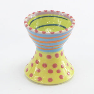 Egg cup blue orange swirl