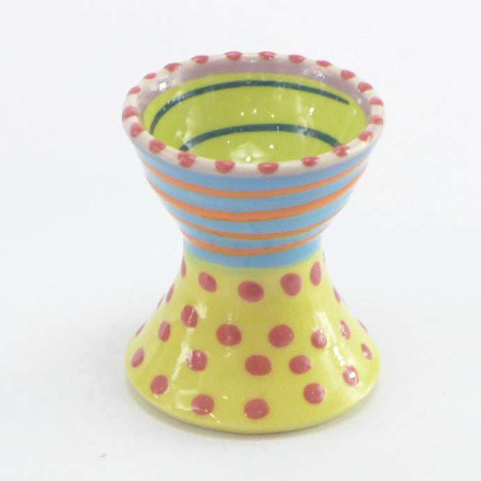 Egg cup blue orange swirl