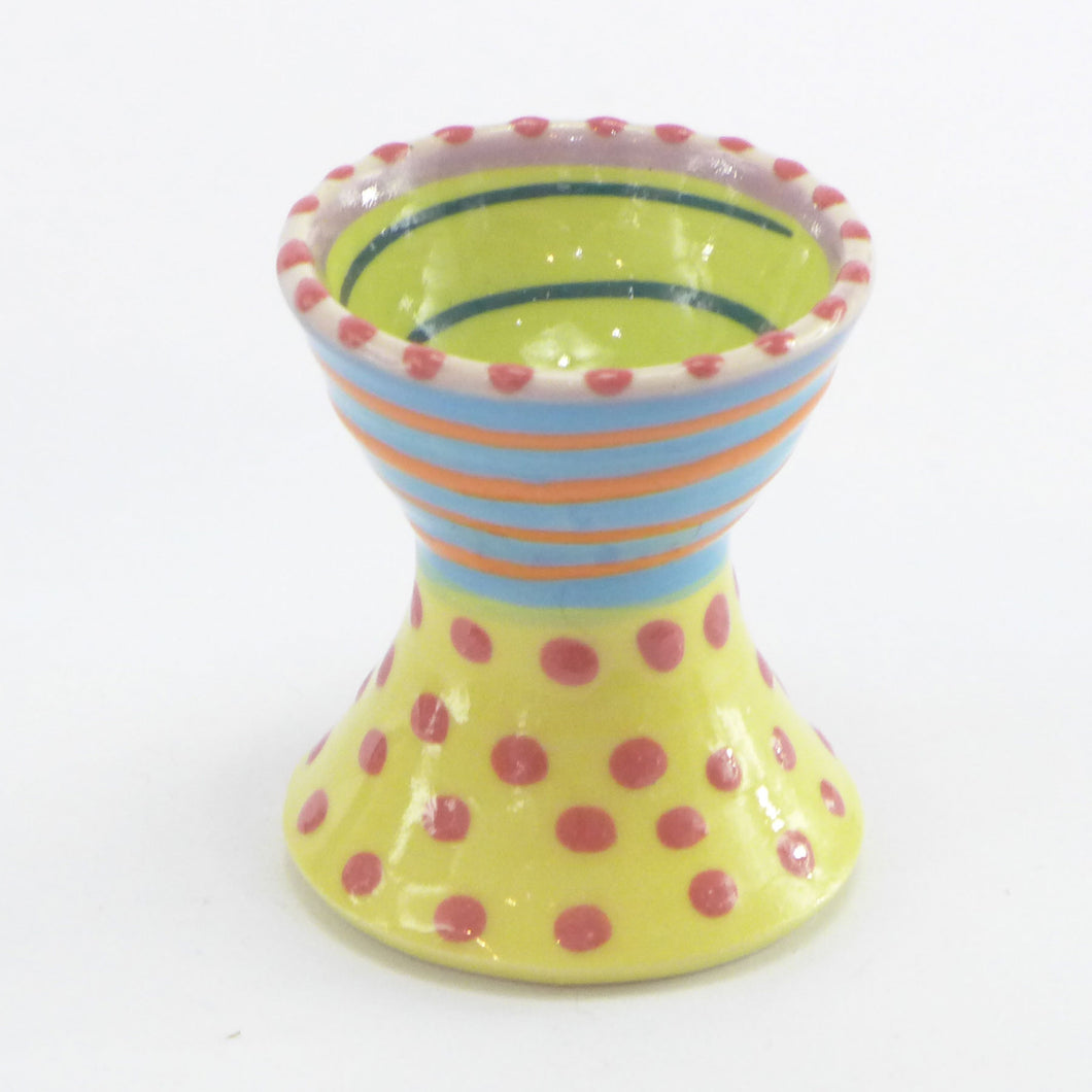 Egg cup blue orange swirl