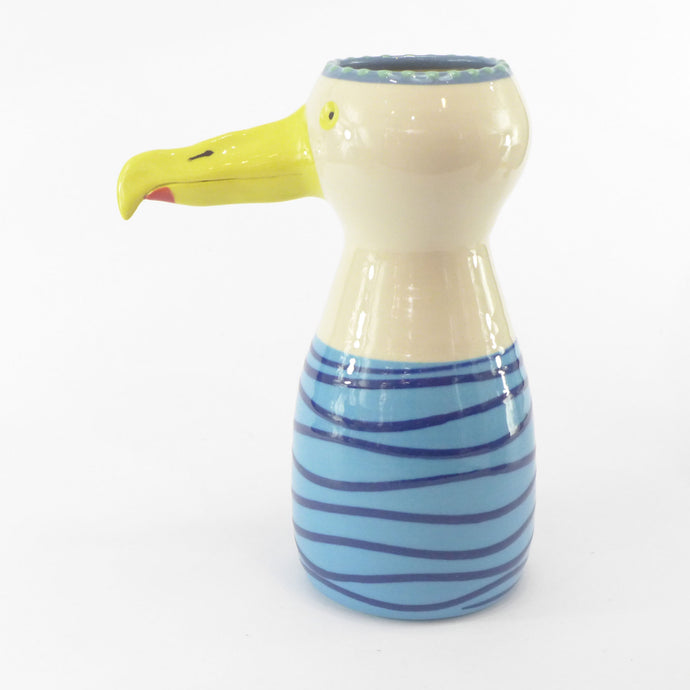 Seagull vase blue stripe