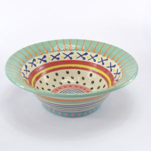 Green orange edge spotty medium bowl