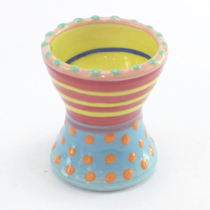 Egg cup red yellow swirl