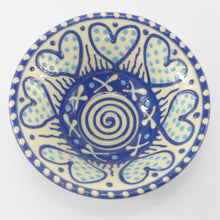 Load image into Gallery viewer, Blue spotty small bowl with hearts