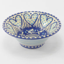 Load image into Gallery viewer, Blue spotty small bowl with hearts