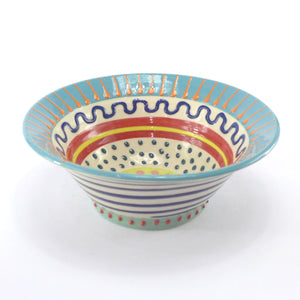 Teal orange edge spotty medium bowl