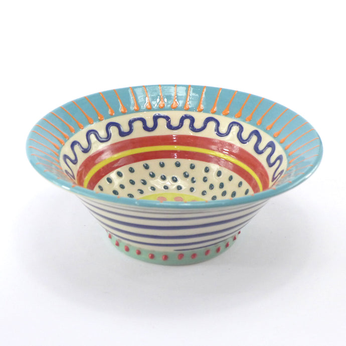Teal orange edge spotty medium bowl