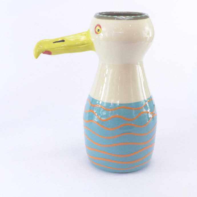 Seagull vase orange stripe
