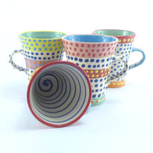 Load image into Gallery viewer, Red edge espresso cup swirl inside