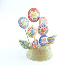 Load image into Gallery viewer, Ceramic flower arrangement brown base