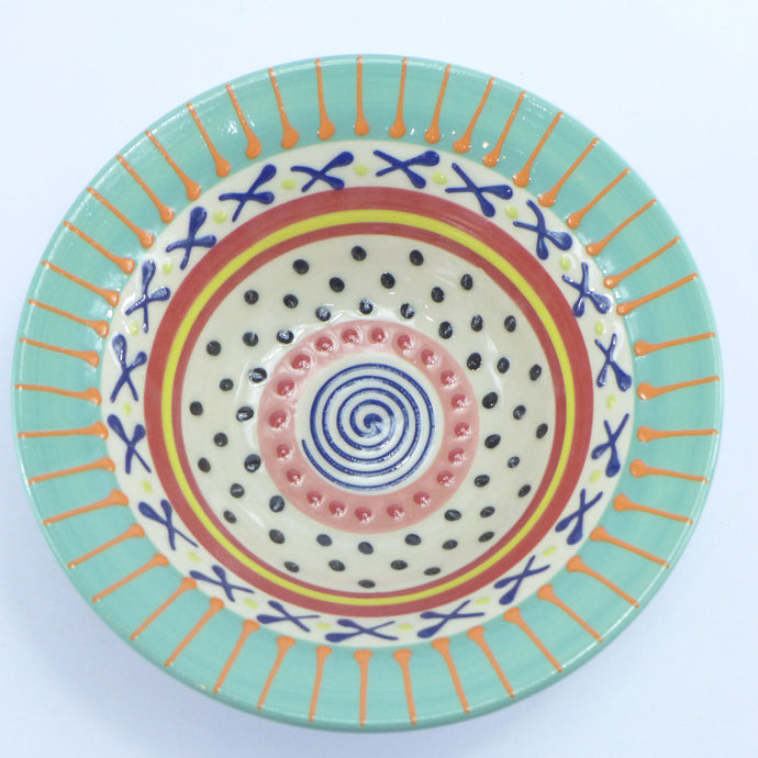 Green orange edge spotty medium bowl