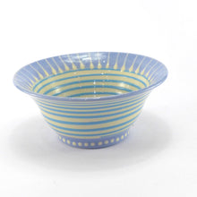Load image into Gallery viewer, Pale blue medium bowl turq stripes outside