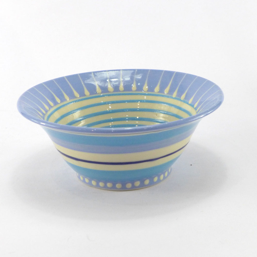 Pale blue medium bowl wide stripes outside