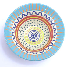 Load image into Gallery viewer, Teal orange edge spotty medium bowl