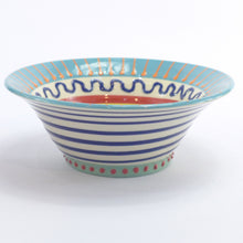 Load image into Gallery viewer, Teal orange edge spotty medium bowl