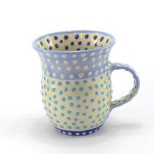 Load image into Gallery viewer, Pale blue curvy spotty mug spots inside