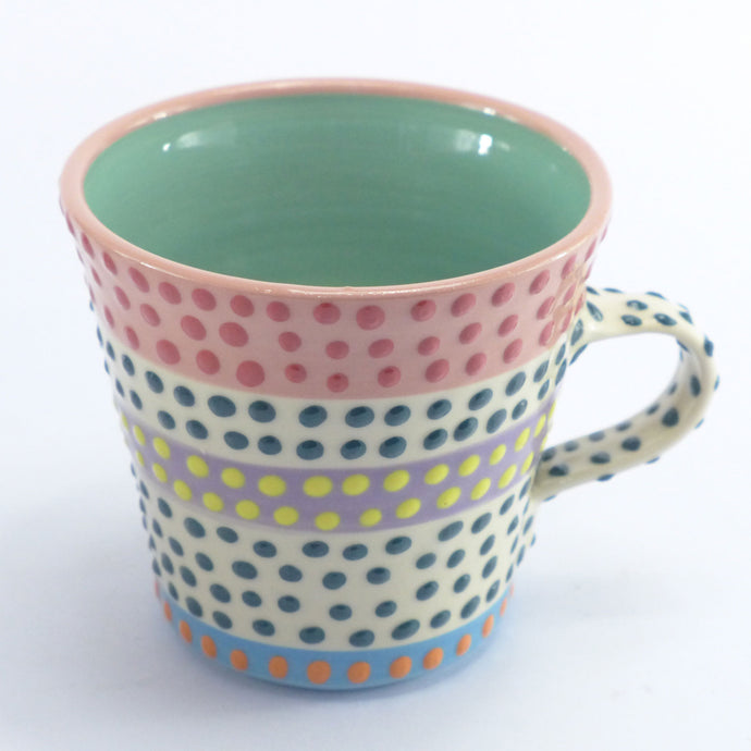 Pink edge xl spotty mug