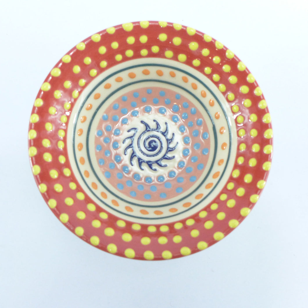 Red edge small bowl with sun centre