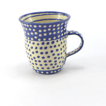 Load image into Gallery viewer, Blue curvy spotty mug